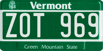 VT license plate ZOT969