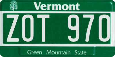 VT license plate ZOT970