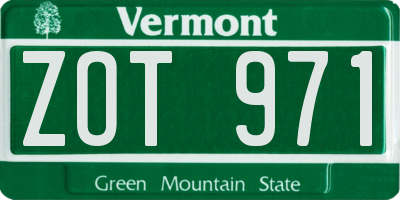 VT license plate ZOT971