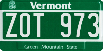 VT license plate ZOT973