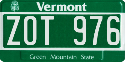 VT license plate ZOT976