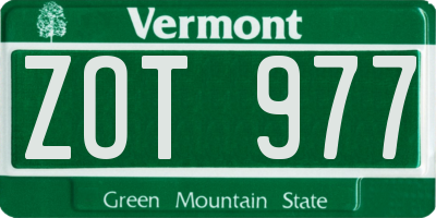 VT license plate ZOT977