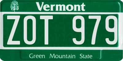 VT license plate ZOT979