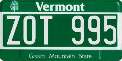 VT license plate ZOT995