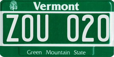 VT license plate ZOU020
