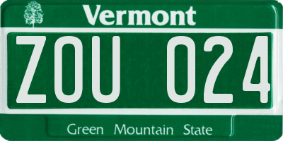 VT license plate ZOU024
