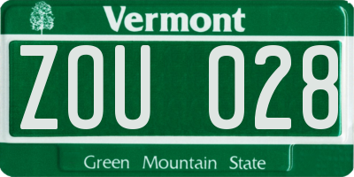 VT license plate ZOU028