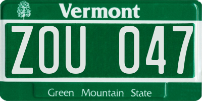 VT license plate ZOU047