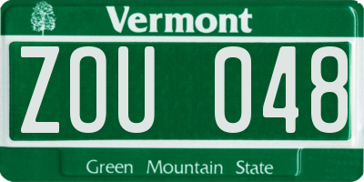 VT license plate ZOU048