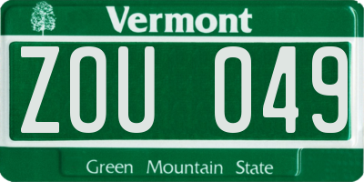 VT license plate ZOU049