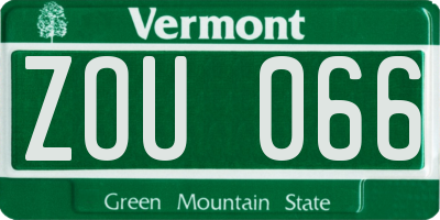 VT license plate ZOU066