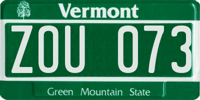 VT license plate ZOU073