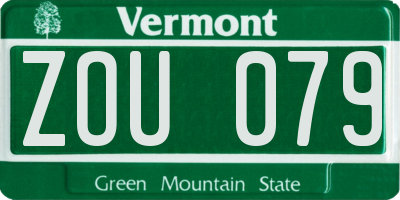 VT license plate ZOU079