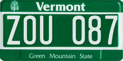 VT license plate ZOU087