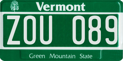 VT license plate ZOU089