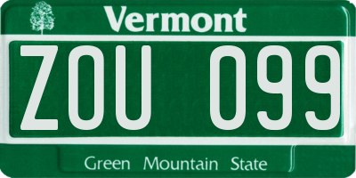 VT license plate ZOU099
