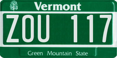VT license plate ZOU117