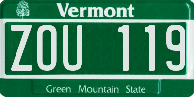 VT license plate ZOU119