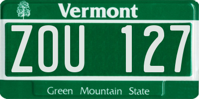 VT license plate ZOU127