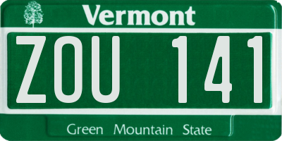 VT license plate ZOU141