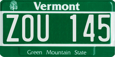 VT license plate ZOU145