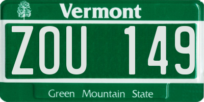 VT license plate ZOU149