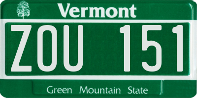 VT license plate ZOU151