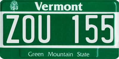 VT license plate ZOU155