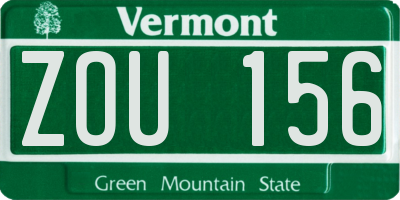 VT license plate ZOU156
