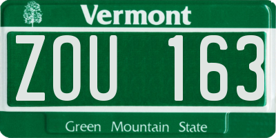 VT license plate ZOU163