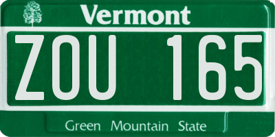 VT license plate ZOU165
