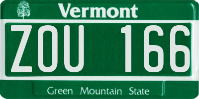 VT license plate ZOU166