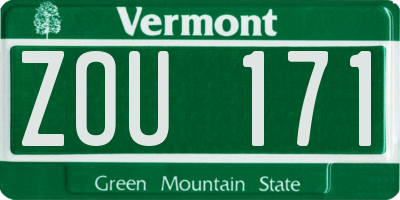 VT license plate ZOU171