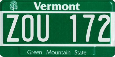 VT license plate ZOU172