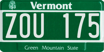VT license plate ZOU175