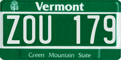 VT license plate ZOU179