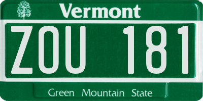 VT license plate ZOU181