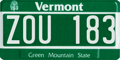 VT license plate ZOU183