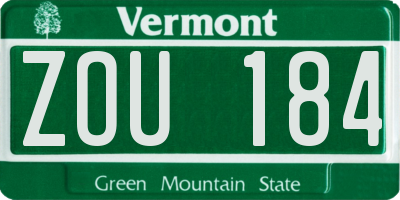 VT license plate ZOU184