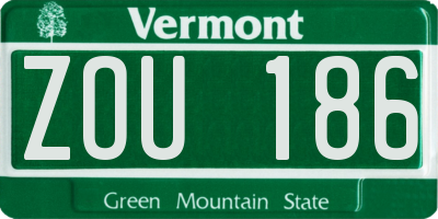 VT license plate ZOU186