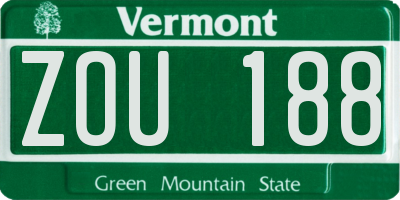 VT license plate ZOU188
