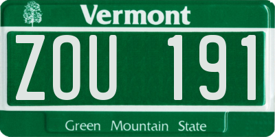 VT license plate ZOU191