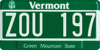 VT license plate ZOU197