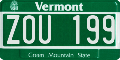 VT license plate ZOU199