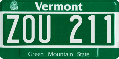 VT license plate ZOU211