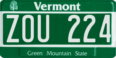 VT license plate ZOU224