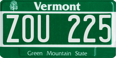 VT license plate ZOU225