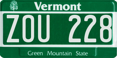 VT license plate ZOU228