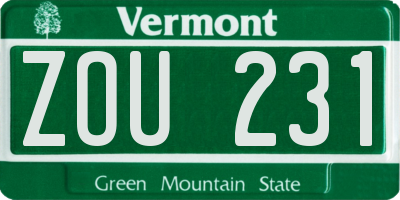 VT license plate ZOU231
