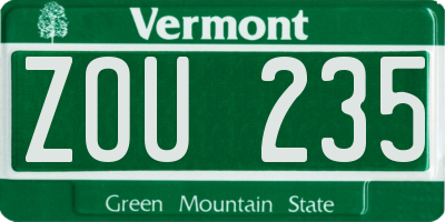 VT license plate ZOU235
